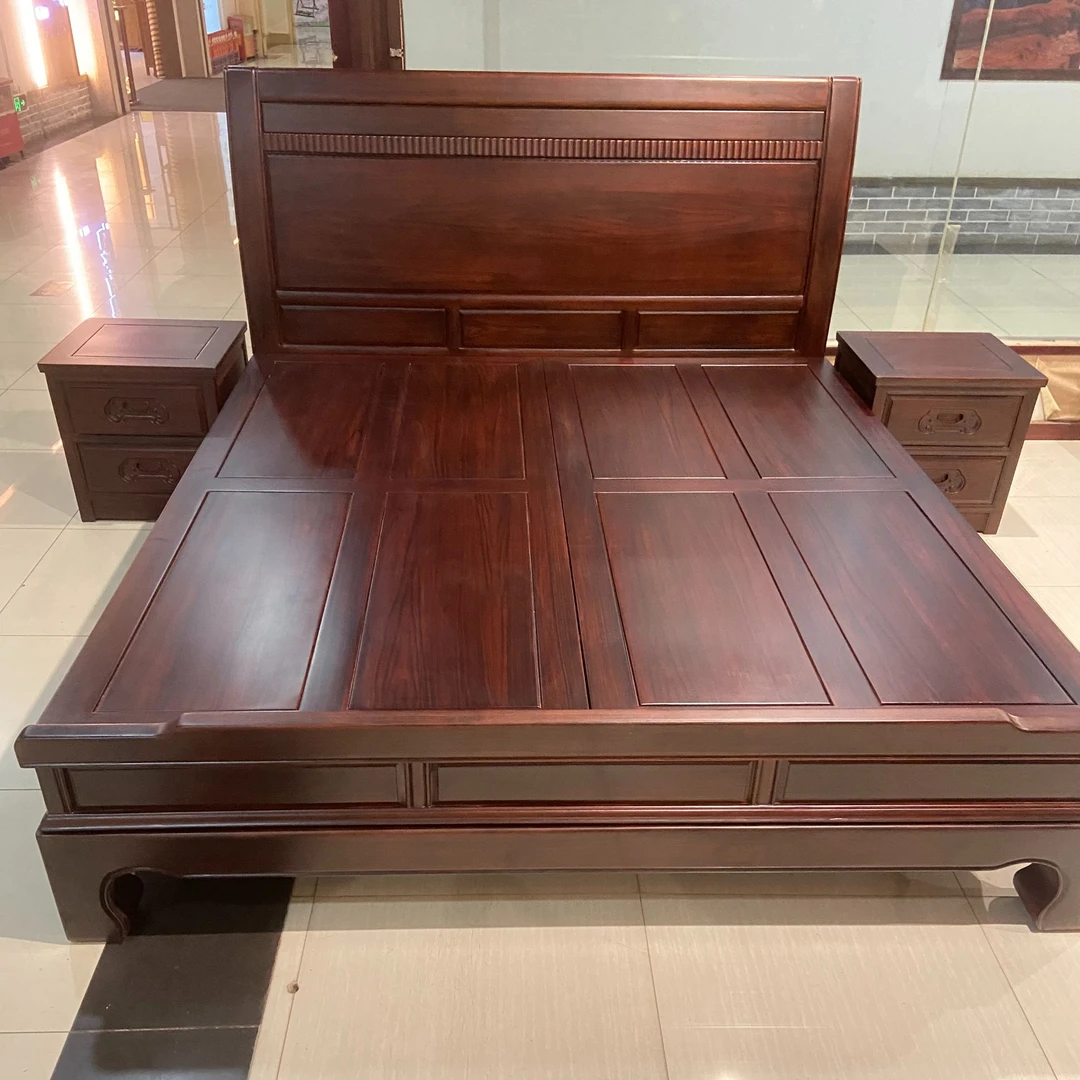 酸枝木祥云大床新中式简约主卧古典储物家用单人木质经济型雕花