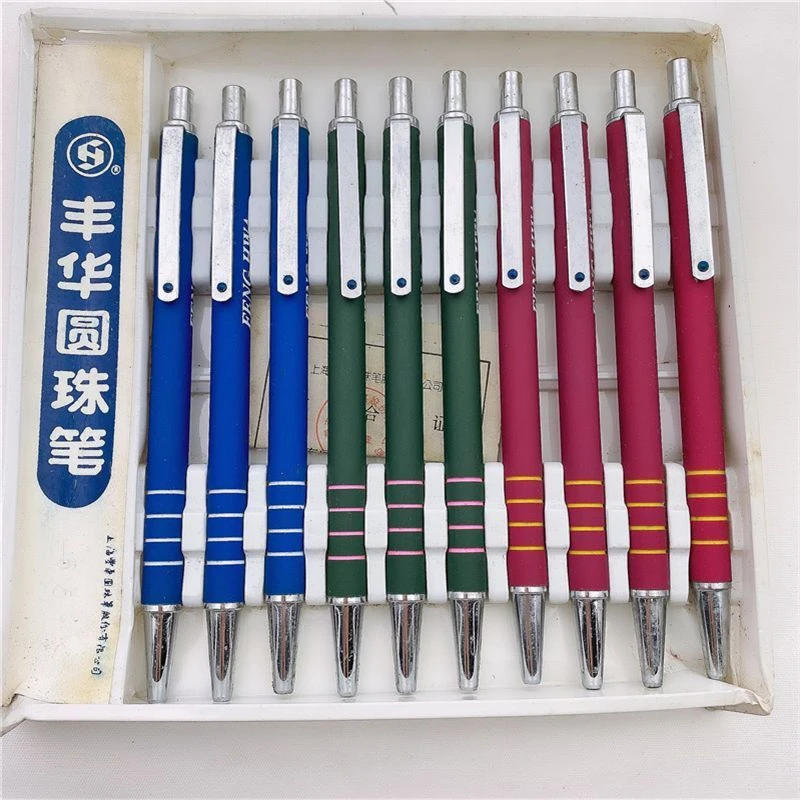 包邮可写 丰华551圆珠笔单色按动圆珠笔库存蓝红圆珠笔按动圆子笔