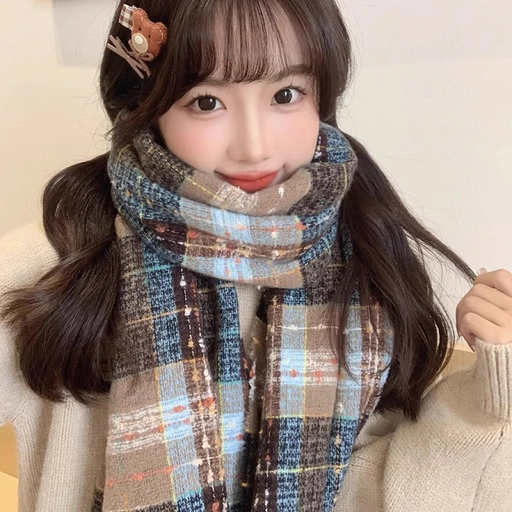 星星眼泪围巾女冬季2024新款仿羊绒撞色围脖氛围感防寒披肩送礼物