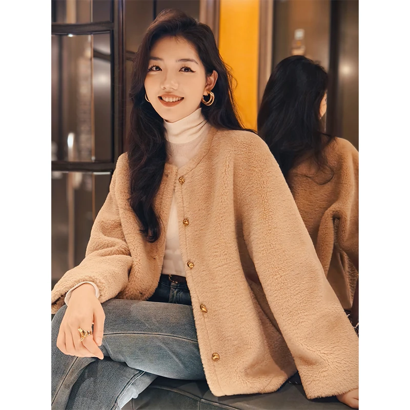 M美洋MEIYANG【新年新衣】奶茶外套雅丹风~颗粒绒|高密保暖金扣上衣