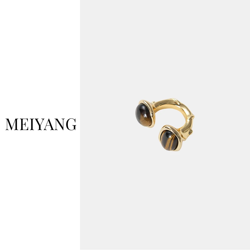 合金莫桑石戒指 【现货】美洋MEIYANG 虎眼石套组 开口戒指气质百搭