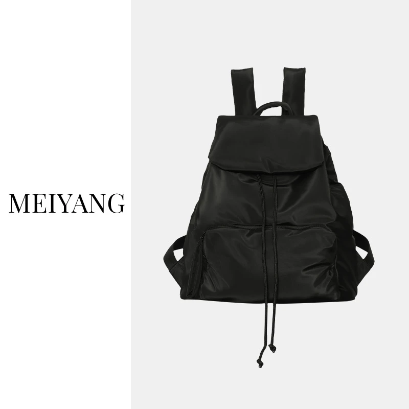 A美洋MEIYANG 牛津学院双肩包 休闲日系尼龙百搭双肩包黑色复古