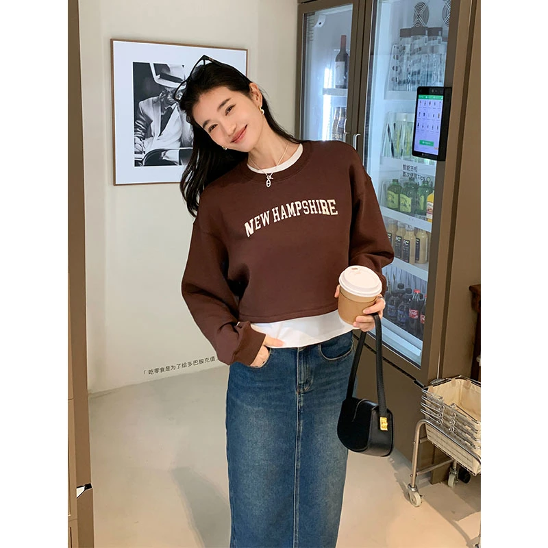 美洋MEIYANG 枫叶美拉德卫衣 磨毛天丝|空气层*加绒字母印花短款