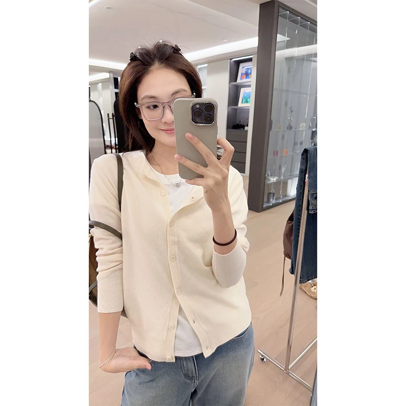 【现货】美洋MEIYANG 桃桃开衫 全羊毛糯叽叽~气质长袖针织内搭上衣