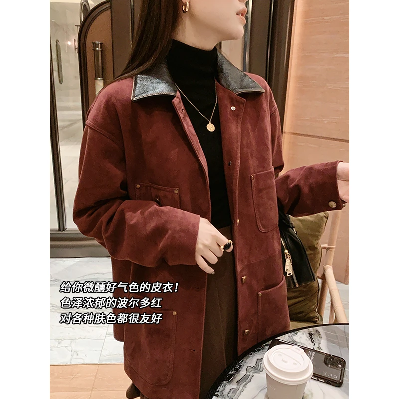 美洋MEIYANG 波尔多皮衣 雅丹风反绒绵羊皮|复古擦色VTG夹克百搭