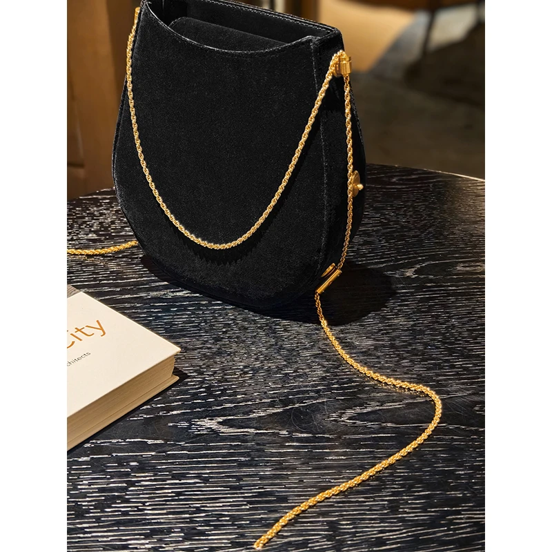 美洋MEIYANG 黑天鹅单肩包 晚宴C位~大容量可调节丝绒链条斜挎包