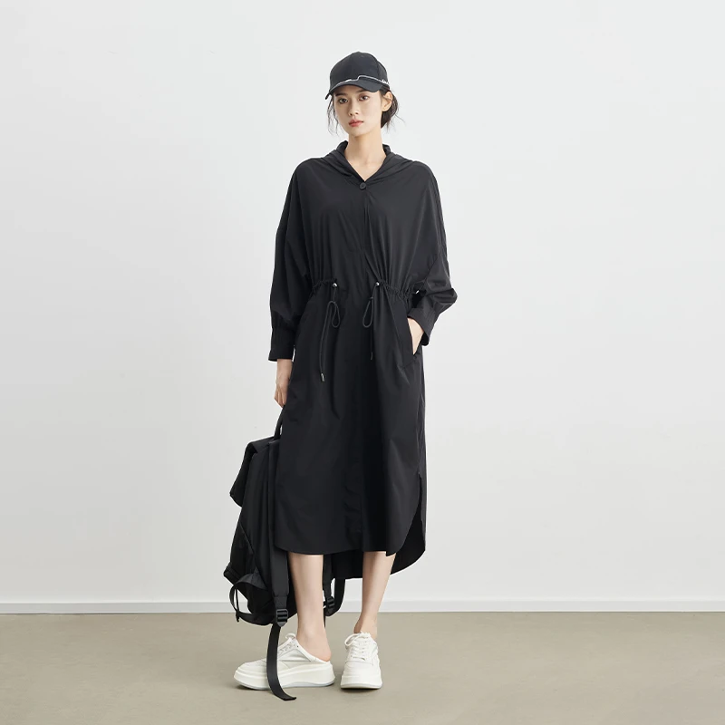 美洋MEIYANG 梵塔防晒裙 40D轻薄透气速干连帽抽绳长袖连衣裙外套