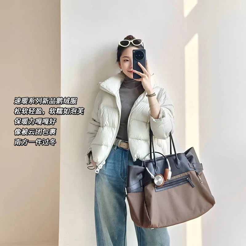 美洋MEIYANG 云柔鹅绒服防钻绒|速暖短款连帽羽绒服外套