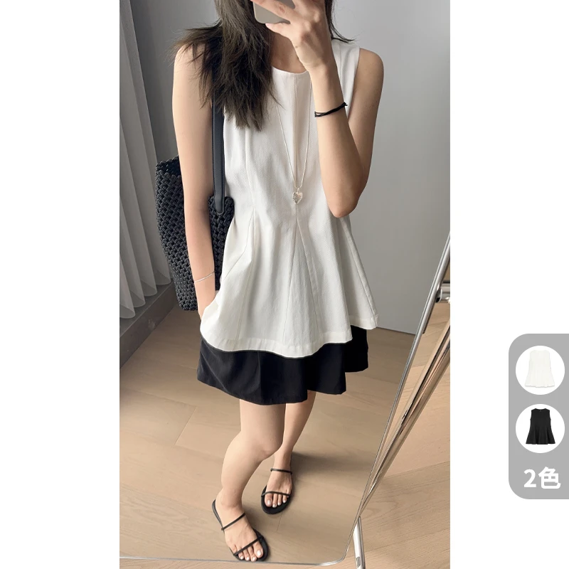 美洋MEIYANG 白芷背心 天丝莱赛尔*人字纹|圆领无袖夏日仙女上衣