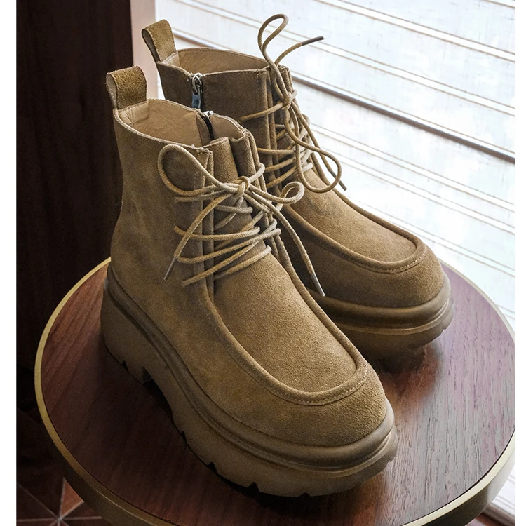 美洋MEIYANG 黄昏短靴 雅丹风~蜡绳侧拉链轻便摇摇底马丁靴秋冬