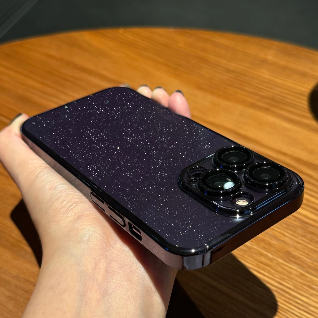 适用于苹果16Promax手机壳iPhone15透明闪粉14电镀13男女款12硬壳