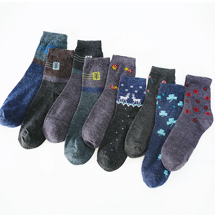 尾货处理秋冬仿羊毛女袜女士吸汗羊毛袜保暖袜劳保袜中筒卡通女袜