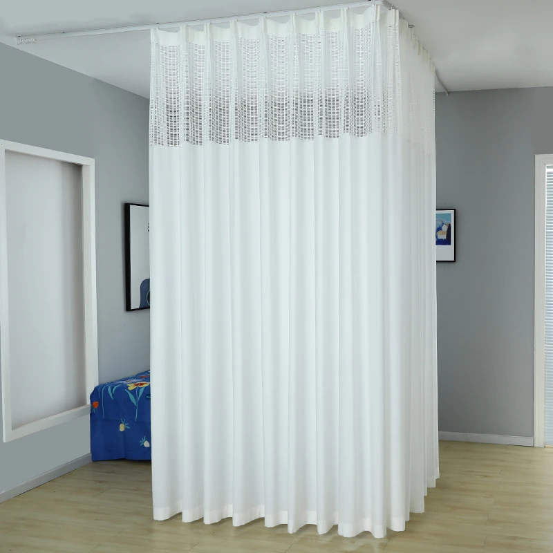 按摩院美容院床隔断帘镂空紫色遮光透气窗帘网红美容院隔断帘