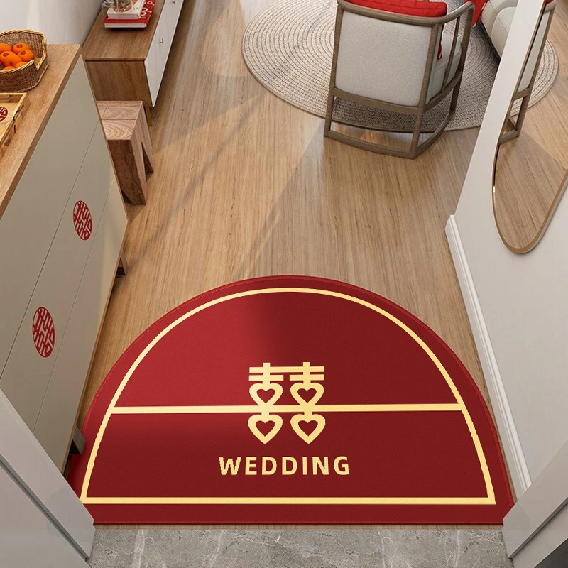 喜字地垫新婚卧室喜庆地垫门垫吸水防滑垫脚垫家用中式喜庆门厅垫