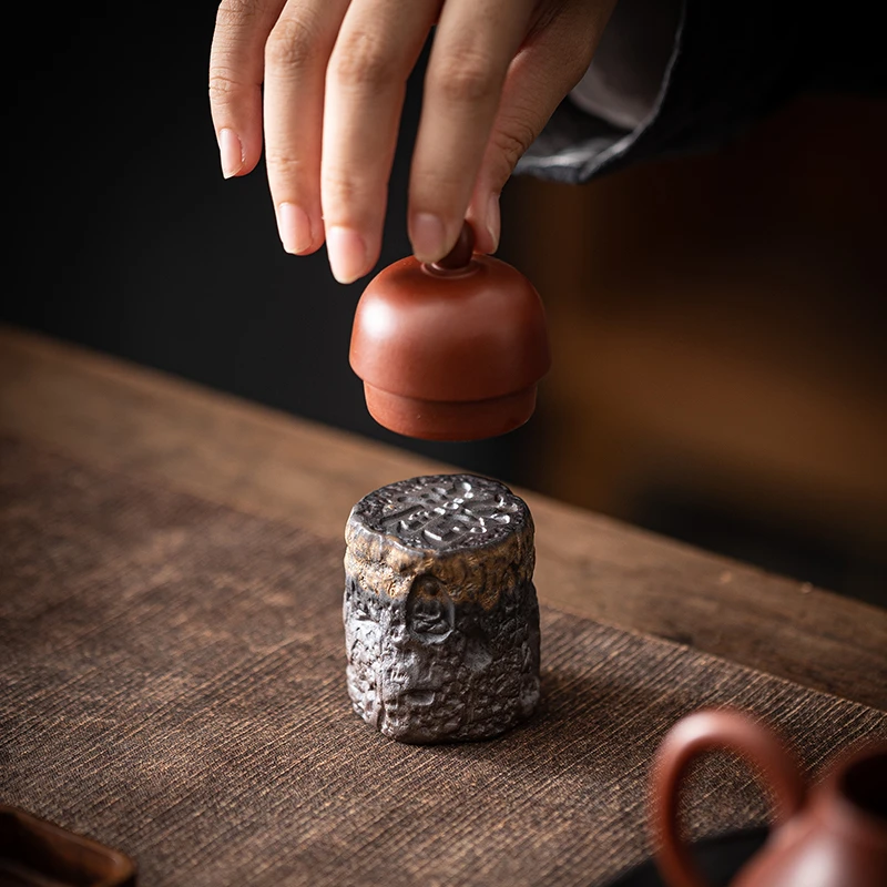 土焱传粗陶茶壶盖碗盖置家用陶瓷复古壶盖托盖子功夫茶具茶道配件