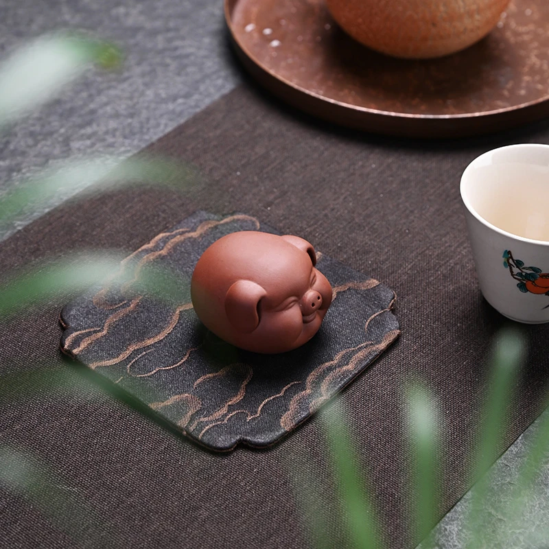 紫砂茶宠摆件茶玩茶艺小猪精品可养小福猪茶盘可爱创意猪茶宠把玩
