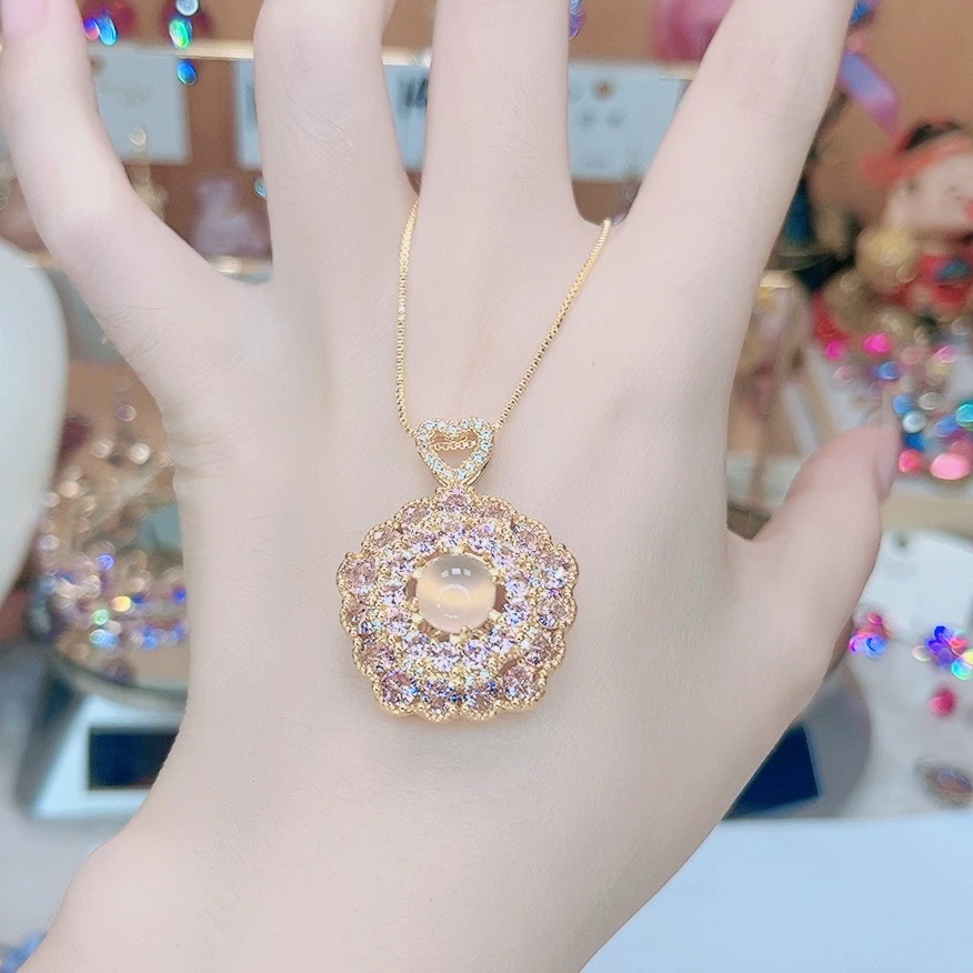 铜合金锆石项链 300旋转项链