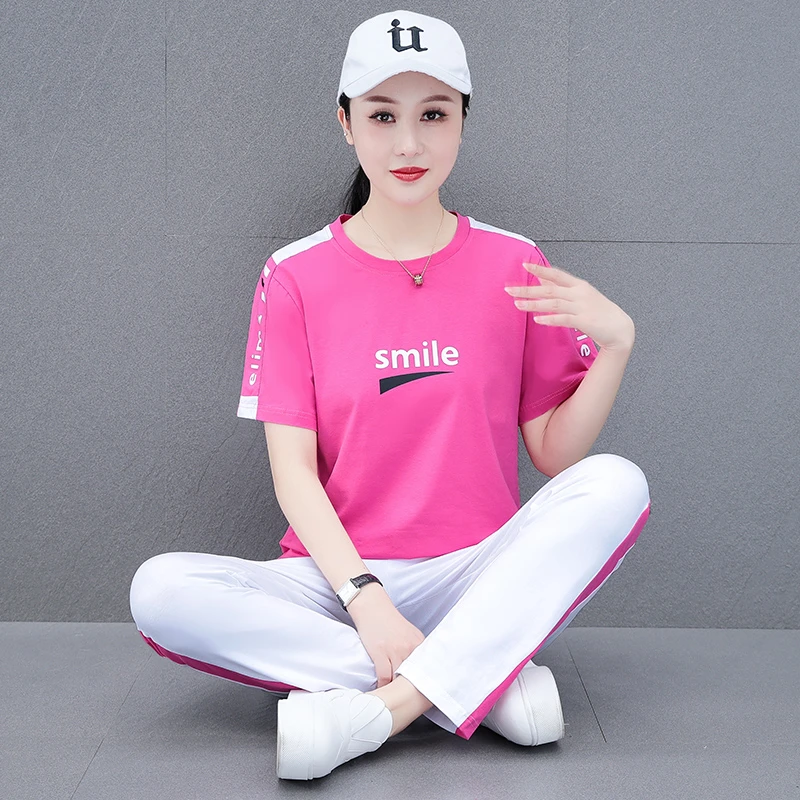 夏装时尚运动服套装女广场舞跳舞服装2024新款休闲洋气减龄两件套