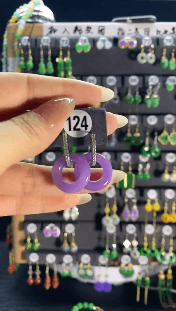 【闪购商品】翡翠耳饰银S925镶嵌124...