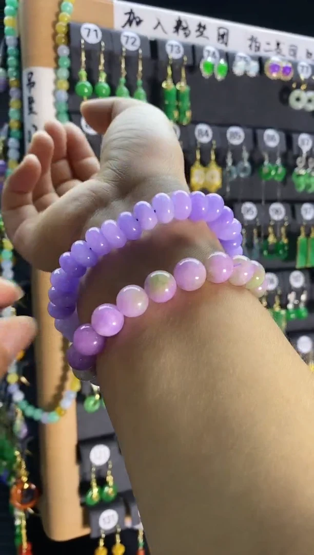 【闪购商品】翡翠耳饰银S925镶嵌紫盘珠手串