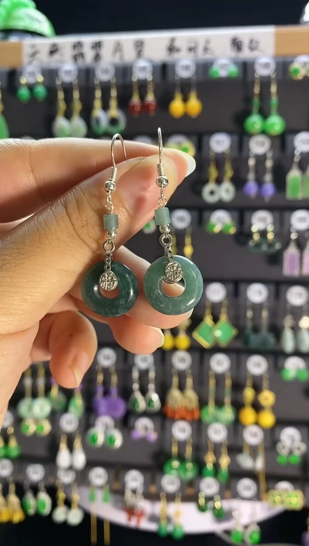 【闪购商品】翡翠耳饰银S925镶嵌017...
