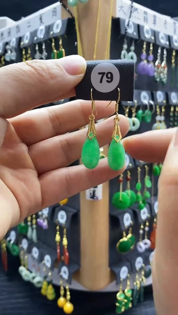 【闪购商品】翡翠耳饰银S925镶嵌79
