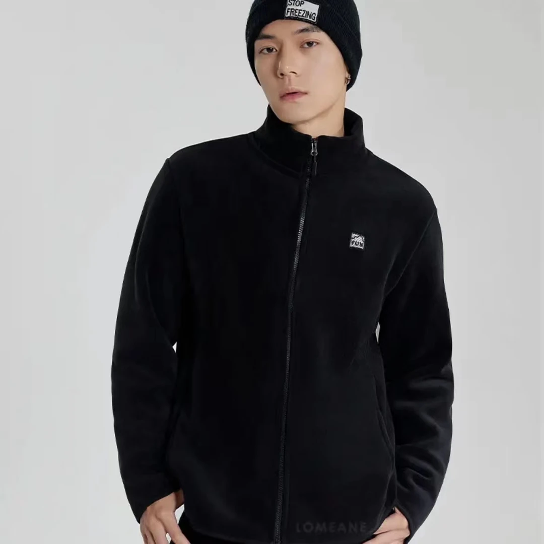 2024冬季轻奢加绒云感奥粒绒外套纯色保暖户外男士运动外套2070