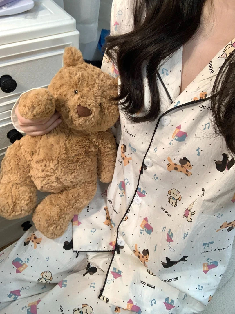 【云朵棉】卡通少女长袖秋冬款休闲甜美可爱睡衣女套装家居服