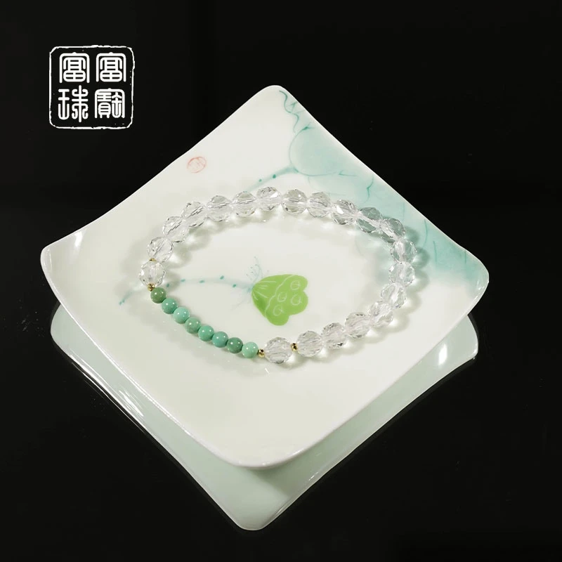 【清颜】富富珠宝 绿松石18k金气质手串（天然珠宝多样性发）