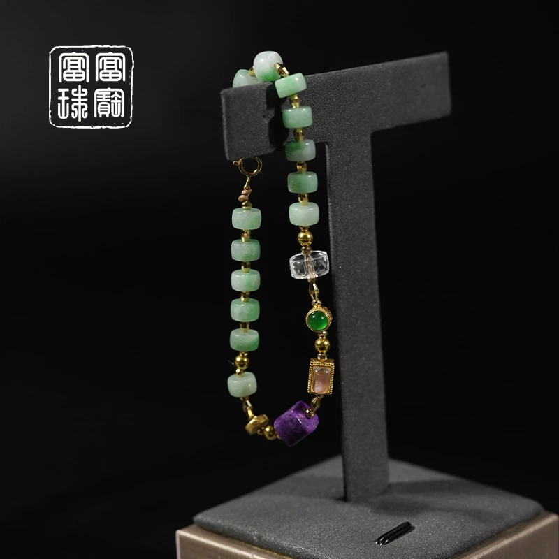 【诗冉】富富珠宝 翡翠18K金气质手链（天然珠宝多样性发）