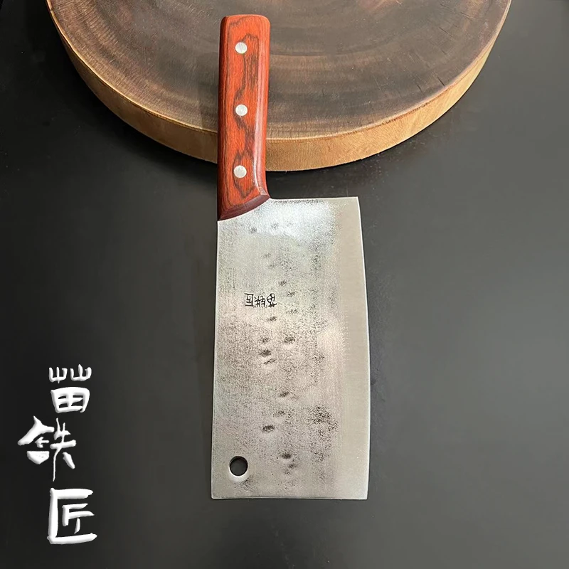 苗铁匠锻打切菜刀手工锻打片刀商用片刀家用菜刀不锈专用刀铁匠