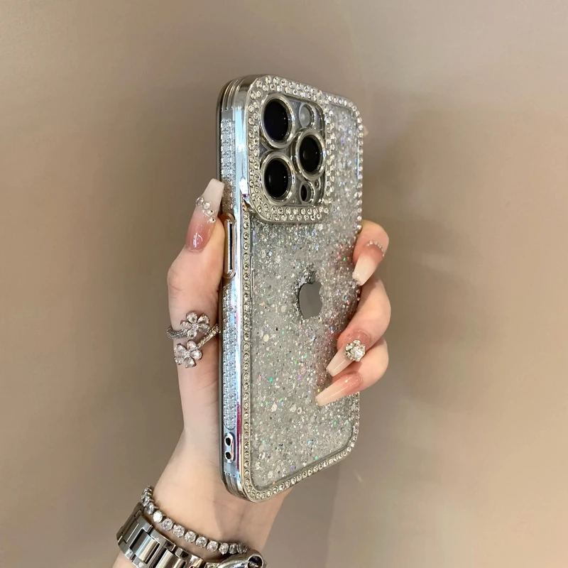 高级感闪粉带钻适用iphone16pro苹果16手机壳15轻奢12pro小众17女