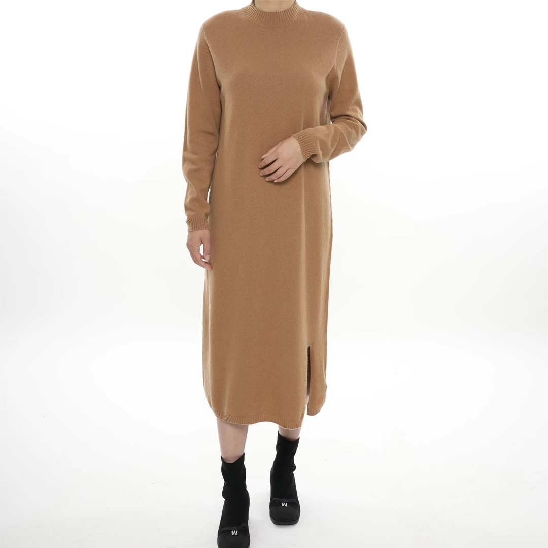 【歆品】100纯羊毛长款中领连衣裙6377