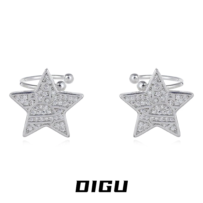 嘀咕家 铜合金合成锆石耳饰 小众设计轻奢高级感五角星百搭耳夹女
