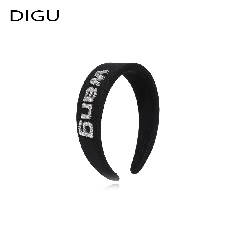 嘀咕家英文字母发箍女百搭 外出显脸小布艺高颅顶头箍网红发饰