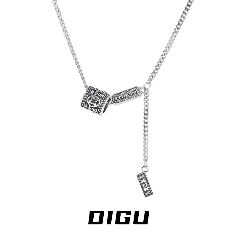 嘀咕家 合金项链 小众设计感复古金属转运珠项链女长款百搭链子