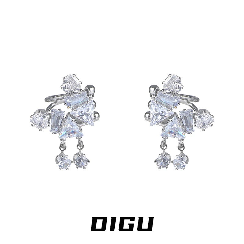 嘀咕家 铜合金合成锆石耳饰 锆石蝴蝶耳夹无耳洞耳骨夹精灵耳饰