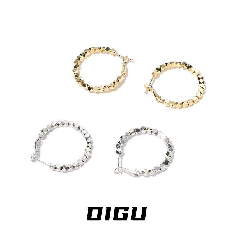 嘀咕家 铜合金耳饰 闪闪不规则碎银子简约耳圈冷淡风耳环耳饰