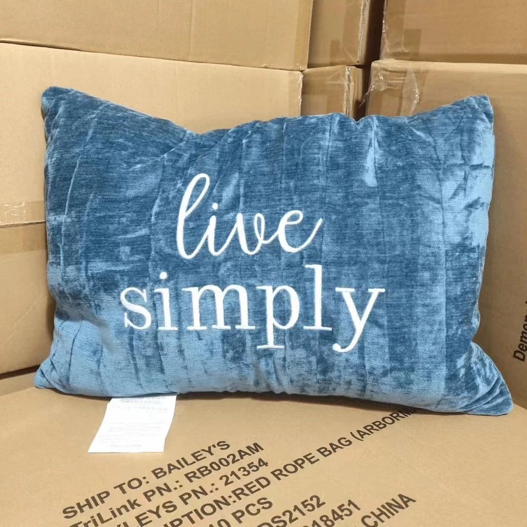 外贸福利!2号款蓝色雪尼尔 羽毛腰靠35x50 发2支