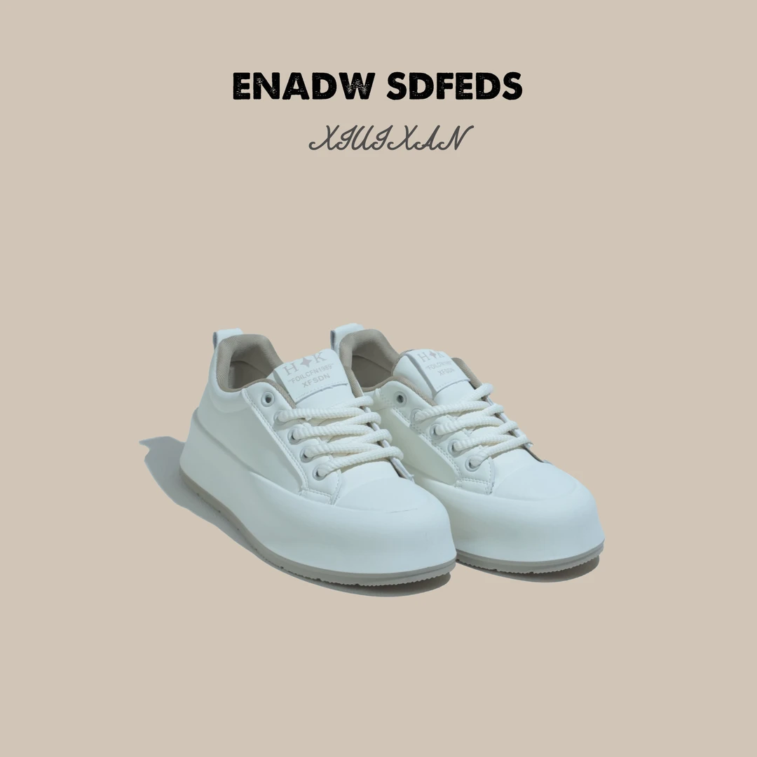 2024秋季新款真皮百搭小白鞋面包鞋厚底增高饼干鞋休闲女鞋