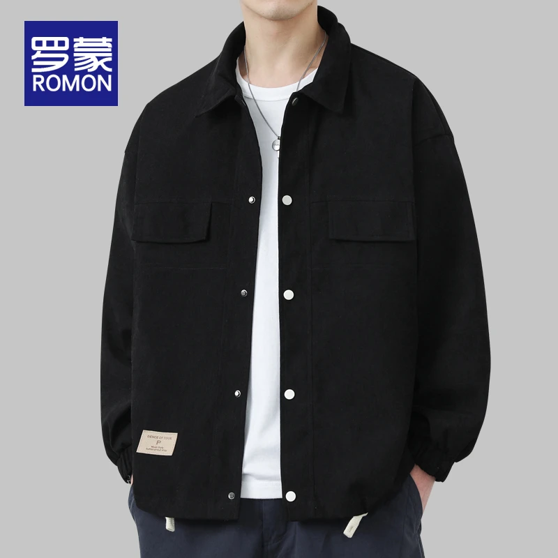 罗蒙男士春秋工装外套男装2025新款爆款休闲男装宽松翻领夹克男款