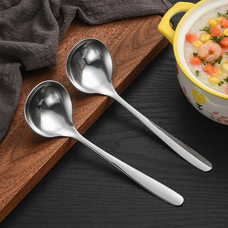 [拍一发二]不锈钢大头勺子长柄一体汤勺加厚喝汤大号家用大头勺