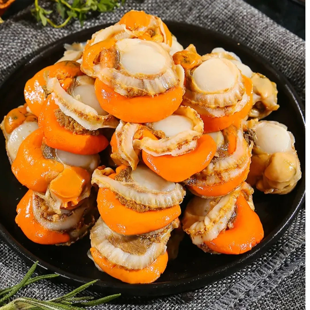 新鲜大个带黄带膏扇贝肉 新鲜冷冻大扇贝 到手净重3斤 连云港顺丰