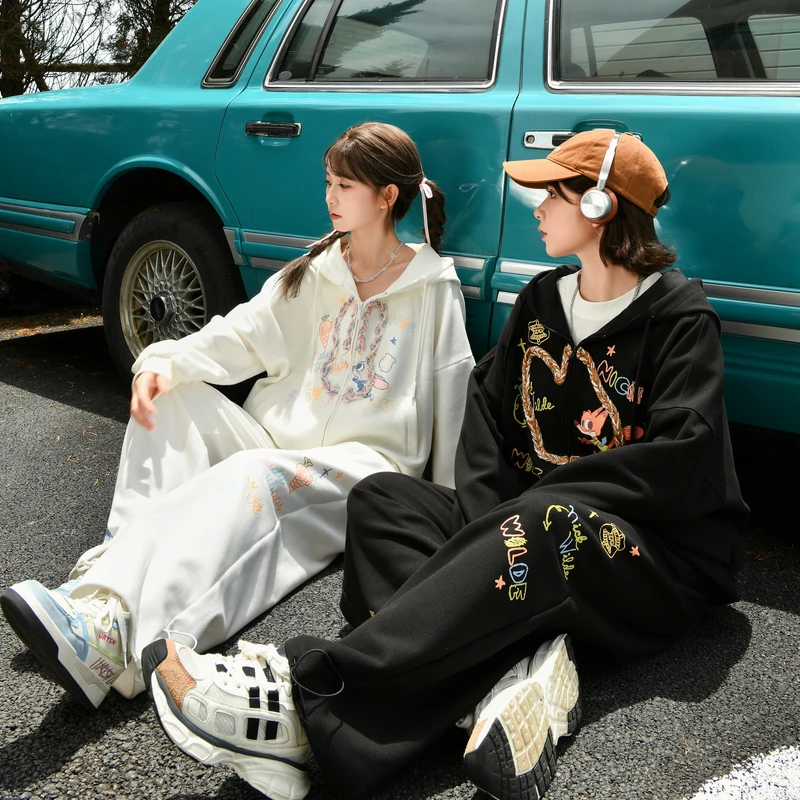 疯狂动物城森女部落原创情侣装套装卫衣休闲裤2024年初秋新款女装
