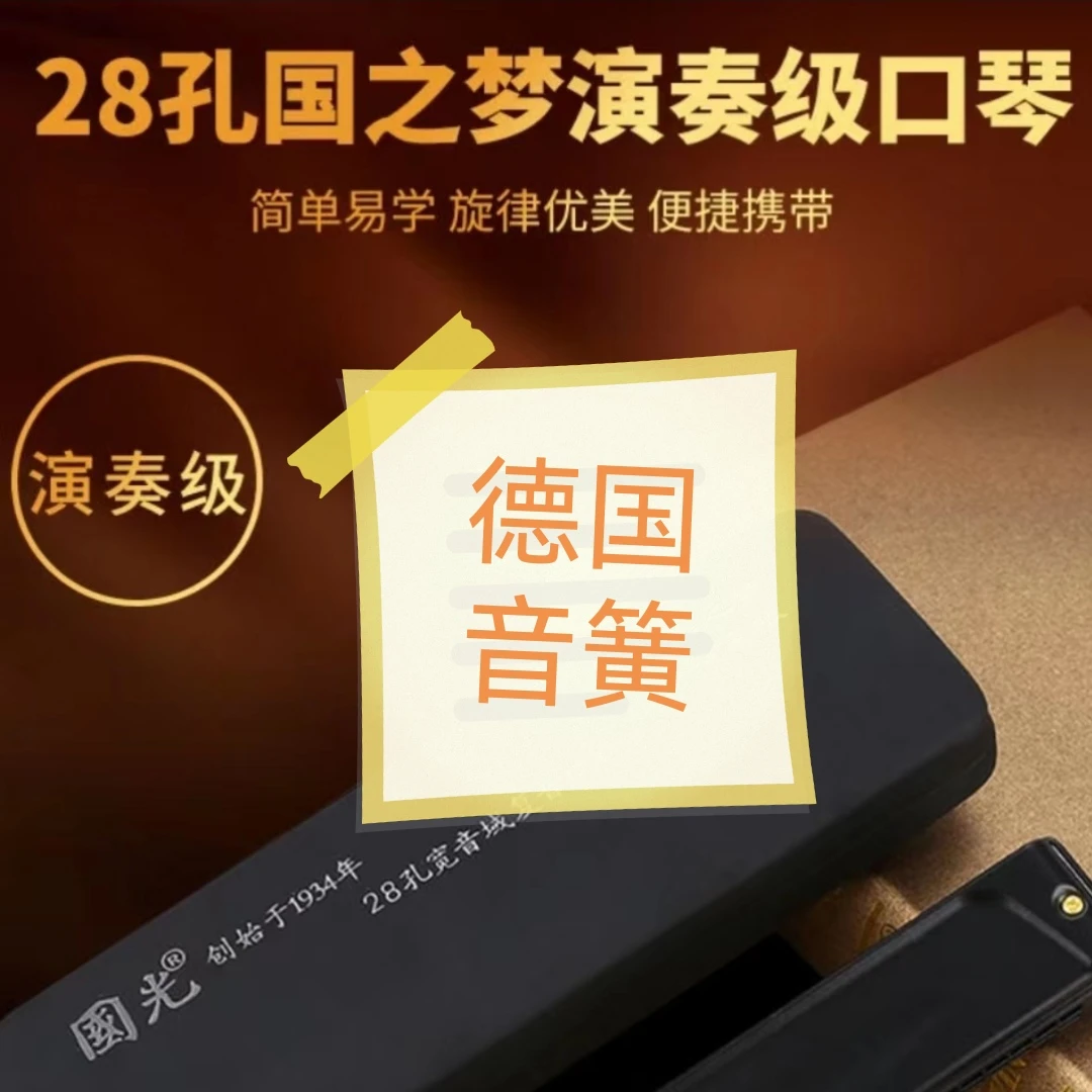 国光28孔宽音域演奏级C调重音口琴