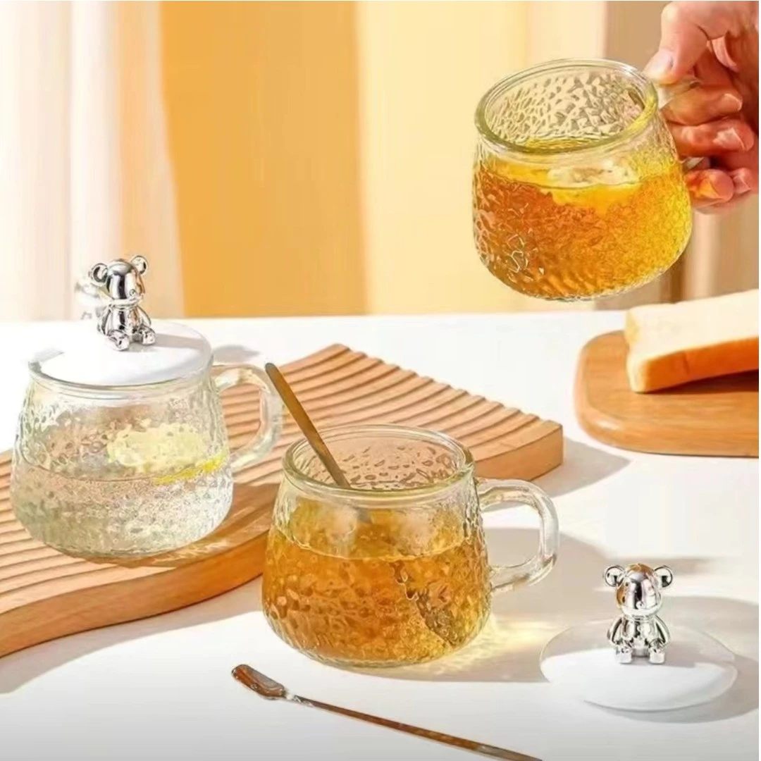 小熊杯高颜值花茶杯简约早餐杯带盖可爱马克杯大肚水杯热牛奶网红