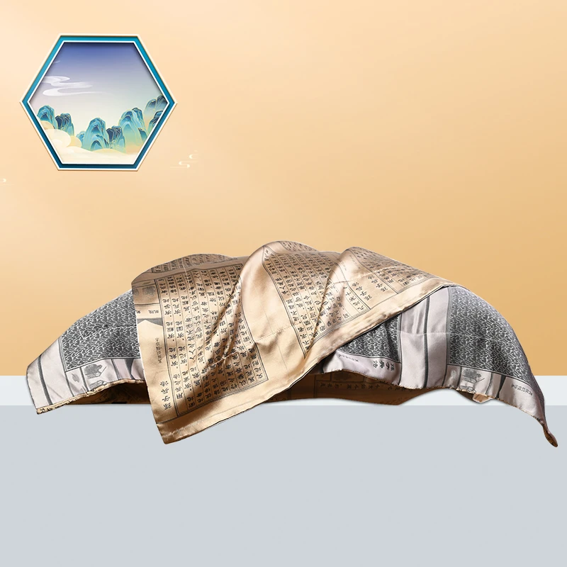 中国丝绸YSJ桑蚕丝孙子兵法防螨吸汗靠枕套靠枕芯两件套9101