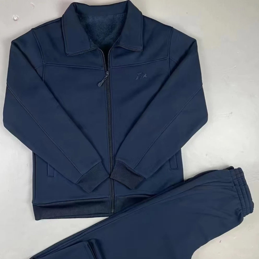 冬季加厚防寒保暖长袖体能训练服加绒运动套装