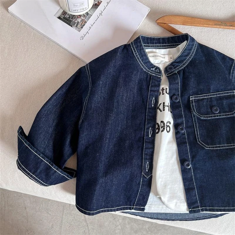 儿童男童牛仔衬衫春秋季2025新款中小童韩版长袖衬衣宝宝休闲上衣