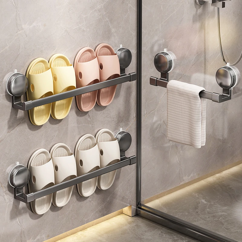 吸盘式拖鞋架浴室免打孔卫生间置物架壁挂式家用收纳沥水壁挂架子